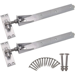 EAI - Gate & Garage Hinges Adjustable Hook and Band Hinge Set - 600mm / 24" - Galvanised - Pair INCLUDING FIXINGS
