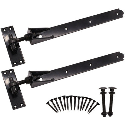 EAI - Gate & Garage Hinges Adjustable Hook and Band Hinge Set - 750mm / 30" - Black - Pair INCLUDING FIXINGS