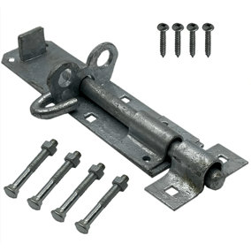 EAI - Gate Garage Padlock Bolt With Fixings - 100mm 4 " - Galvanised