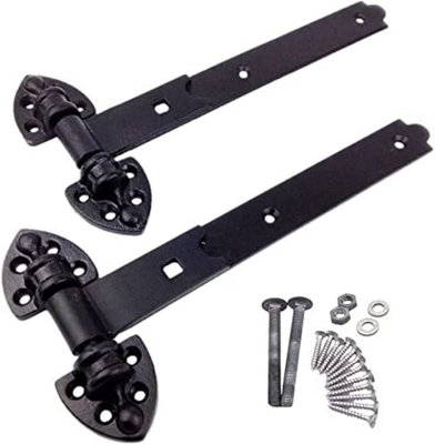 EAI Gate Hinges Heavy Reversible Pattern - 12" / 300mm - Black - 1 Pair Including Fixings