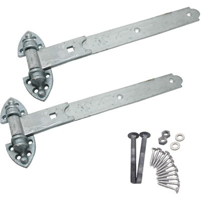 EAI Gate Hinges Heavy Reversible Pattern - 16" / 400mm - Galvanised - 1 Pair Including Fixings