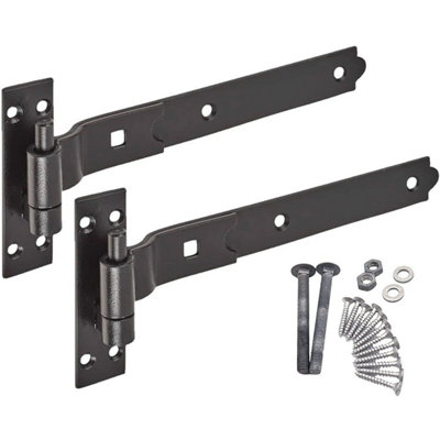 EAI - Gate Hinges Hook Band Cranked Gate Garage Set Hinge Set - 450mm - Black - PAIR Including Fixings Price Comparisons | Compare The Build