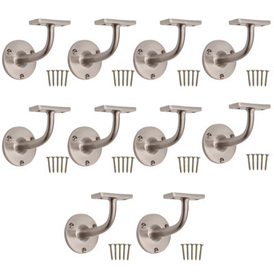 EAI Handrail Bracket Satin Nickel Pack 10 Banister Brackets Stair Banister Wall Handrail 63mm