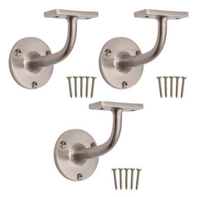 EAI Handrail Bracket Satin Nickel Pack 3 Banister Brackets Stair Banister Wall Handrail 63mm