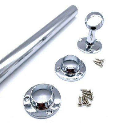 EAI - Hanging Wardobe Rail Kit - 25mm Tube - 1829mm Rail with 2x End ...