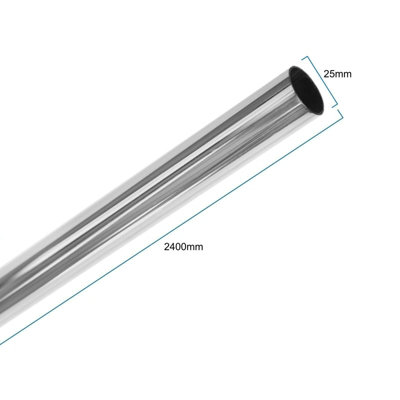 EAI - Hanging Wardobe Rail Kit - 25mm Tube - 2400mm Rail with 2x End ...