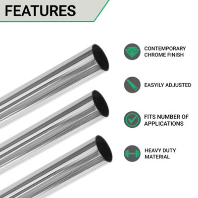EAI - Hanging Wardobe Rail Kit - 25mm Tube - 2500mm Rail with 2x End ...