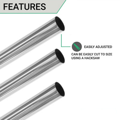 EAI - Hanging Wardobe Rail Kit - 25mm Tube - 2500mm Rail with 2x End ...