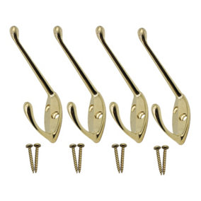 EAI - Hat and Coat Hook - 60mm - Brass Plated - Pack of 4