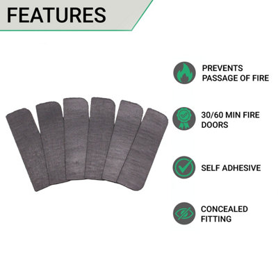 EAI Intumescent Hinge Pads Pack of 6 - 100x31x0.8mm Suit 102x76mm Hinges RADIUS - BSEN1634: 30&60 minute fire rated