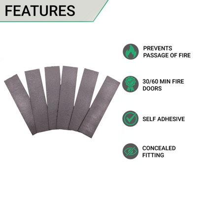 EAI Intumescent Hinge Pads Pack of 6 - 76x18x0.8mm Suit 76x50mm Hinges - BSEN1634: 30&60 minute fire rated