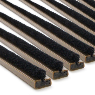 EAI Intumescent Strip Fire and Smoke Brush Fire Door Seal - FD30 30 Minutes 10x4x1050mm - Brown - Pack of 5 / Single Door Pack