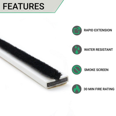 EAI Intumescent Strip Fire & Smoke Brush Seal - 15 x 4 x 2.1m - White - Pack of 25