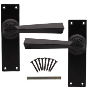 EAI Iron Door Handles Tudor Style Latch Set - 150mm - Black Antique