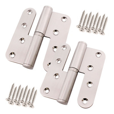 EAI Journal Lift Off Hinges 4" Stainless Steel - Left Hung Open Away - 102x89x3mm - Satin - Pair - Including Screws