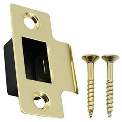 EAI - Latch Strike Plate Keep for Door Frame  Suit Tubular Latch with Dust Box - Brass Plated