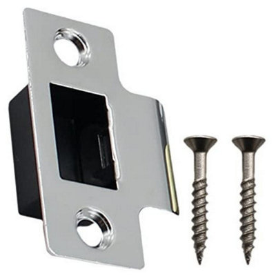 EAI - Latch Strike Plate Keep for Door Frame  Suit Tubular Latch with Dust Box - Polished Chrome