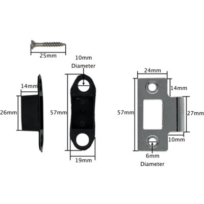 EAI - Latch Strike Plate Keep for Door Frame  Suit Tubular Latch with Dust Box - Polished Chrome