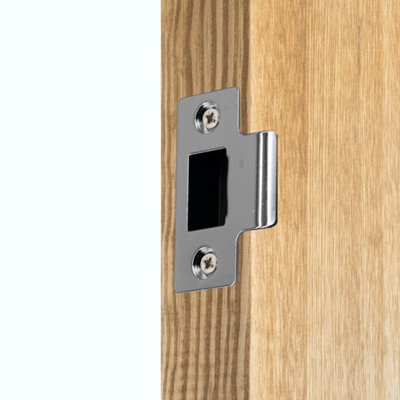 EAI - Latch Strike Plate Keep for Door Frame  Suit Tubular Latch with Dust Box - Polished Chrome