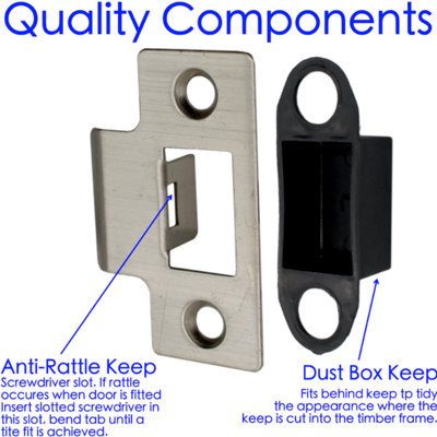 EAI - Latch Strike Plate Keep for Door Frame  Suit Tubular Latch with Dust Box - Satin Nickel