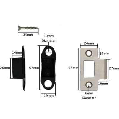 EAI - Latch Strike Plate Keep for Door Frame  Suit Tubular Latch with Dust Box - Satin Nickel