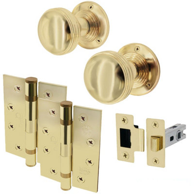 EAI - Lined Latch Knob Kit - Polished Brass - Knob 55mm - Latch 76mm ...