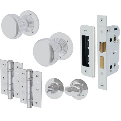 EAI - Lined Mortice Door Knobs and Bathroom Lock Kit - 55mm - Polished Chrome Price Comparisons | Compare The Build