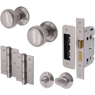 EAI Lined Mortice Door Knobs and Bathroom Lock Kit Knob 55mm Lock