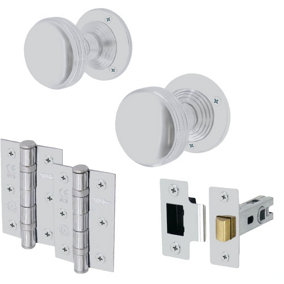 EAI - Lined Mortice Door Knobs and Latch Kit - 55mm - Polished Chrome