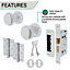 EAI - Lined Mortice Door Knobs and Sash Lock Kit - 55mm - Polished Chrome