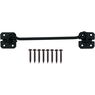EAI Long Cabin Hook Strong Hold Back Gate or Door Hook Wire Pattern Steel - 150mm - Black