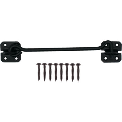 EAI Long Cabin Hook Strong Hold Back Gate or Door Hook Wire Pattern Steel - 200mm - Black