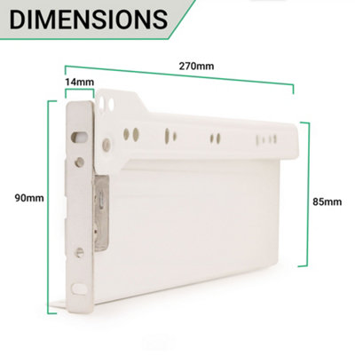 EAI Metal Drawer Box Side Pack 30kg H85 x L270mm Ext 75% Cream