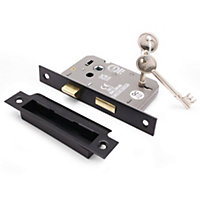 EAI - Mortice Bathroom Lock - 61mm Case Size - 44mm Backset - Square Black