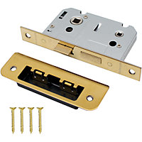EAI - Mortice Bathroom Lock - 80mm Case Size - 57mm Backset - Square PVD Brass