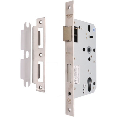 EAI Mortice Euro Profile Sash DIN Standard - 90mm Case 60mm Backset - Satin Stainless Steel