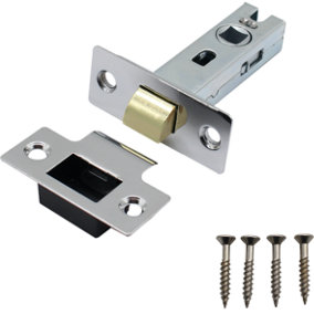 EAI - Mortice Tubular Door Latch Quality Bolt Through Type With Smart Strike Keep - 2.5" - Polished Chrome - Pack of 1 Latch