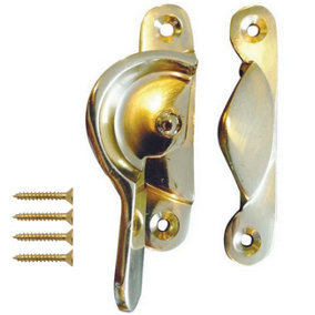 EAI Narrow Fitch Pattern Sash Window Fastener - 64mm - Polished Brass
