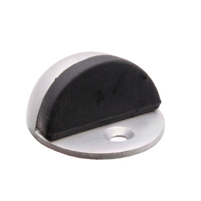 EAI Oval Floor Mounted Door Stop 50mm Satin Aluminium DIY at B&Q
