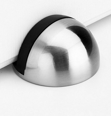 EAI Oval Floor Mounted Door Stop Self Adhesive Satin Nickel