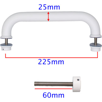 EAI - Pull Handle - Bolt Fixed - 225x25mm - White