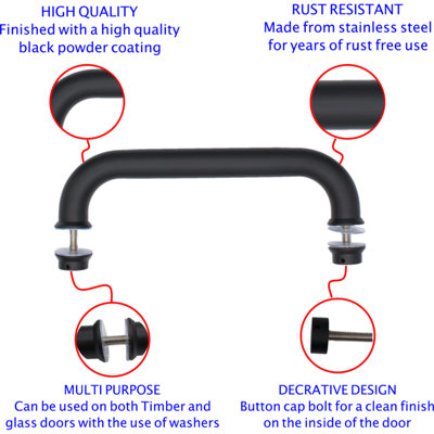 EAI - Pull Handle - Bolt Fixed - 600x25mm - Black