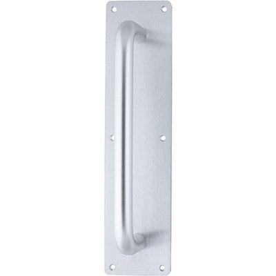 EAI Pull Handle On Plate 300x19mm Pull on 375x75x3mm Plate - SAA Satin Aluminium