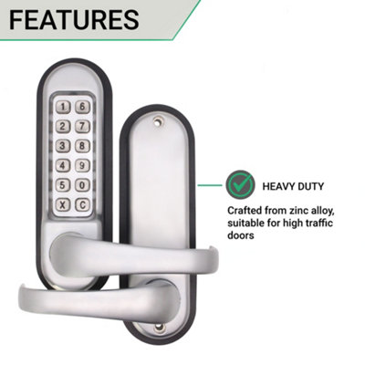 EAI Push Button Digital Code Lock Clutch Lever Hold Back HEAVY DUTY Mechanical  ED50 - Satin
