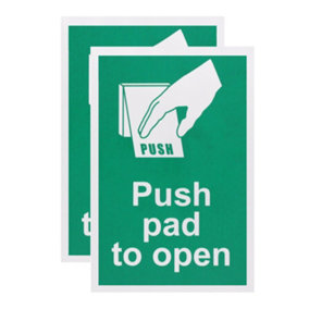 EAI - Push Pad To Open Sign 100x150mm Screw Fixed - Pack of 2