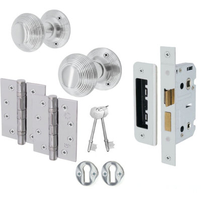 EAI - Reeded Lock Knob Kit - Polished Chrome - Knob 55mm - Lock 80mm ...