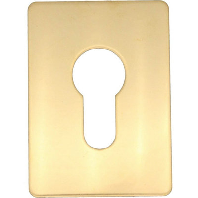 EAI - Repair Escutcheon Key Hole Cover Plate Euro Profile Self Adhesive Fix - Polished Brass - 65 x 47mm