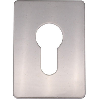 EAI - Repair Escutcheon Key Hole Cover Plate Euro Profile Self Adhesive Fix - Polished Stainless Steel - 65 x 47mm