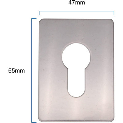 EAI - Repair Escutcheon Key Hole Cover Plate Euro Profile Self Adhesive Fix - Polished Stainless Steel - 65 x 47mm