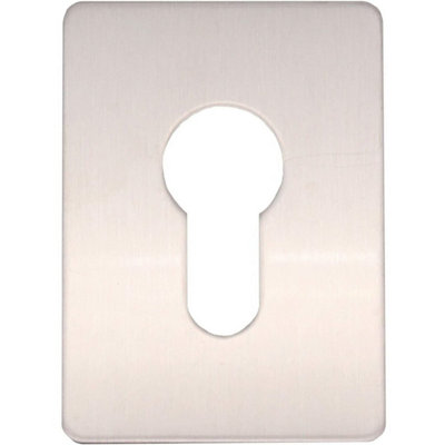 EAI - Repair Escutcheon Key Hole Cover Plate Euro Profile Self Adhesive Fix - Satin Stainless Steel - 65 x 47mm